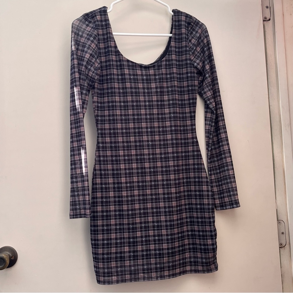 Cosmic Beauty NWT Semi-See Through Plaid Dress 👗 • Medium in Size Dress